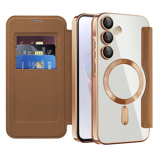 Custodia MagSafe per Samsung Galaxy A35 5G A356, Techsuit, SmartMag Book, Marrone