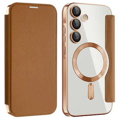 Custodia MagSafe per Samsung Galaxy A35 5G A356, Techsuit, SmartMag Book, Marrone