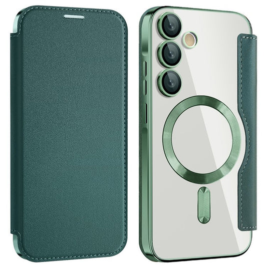 Custodia MagSafe per Samsung Galaxy A35 5G A356, Techsuit, SmartMag Book, Verde