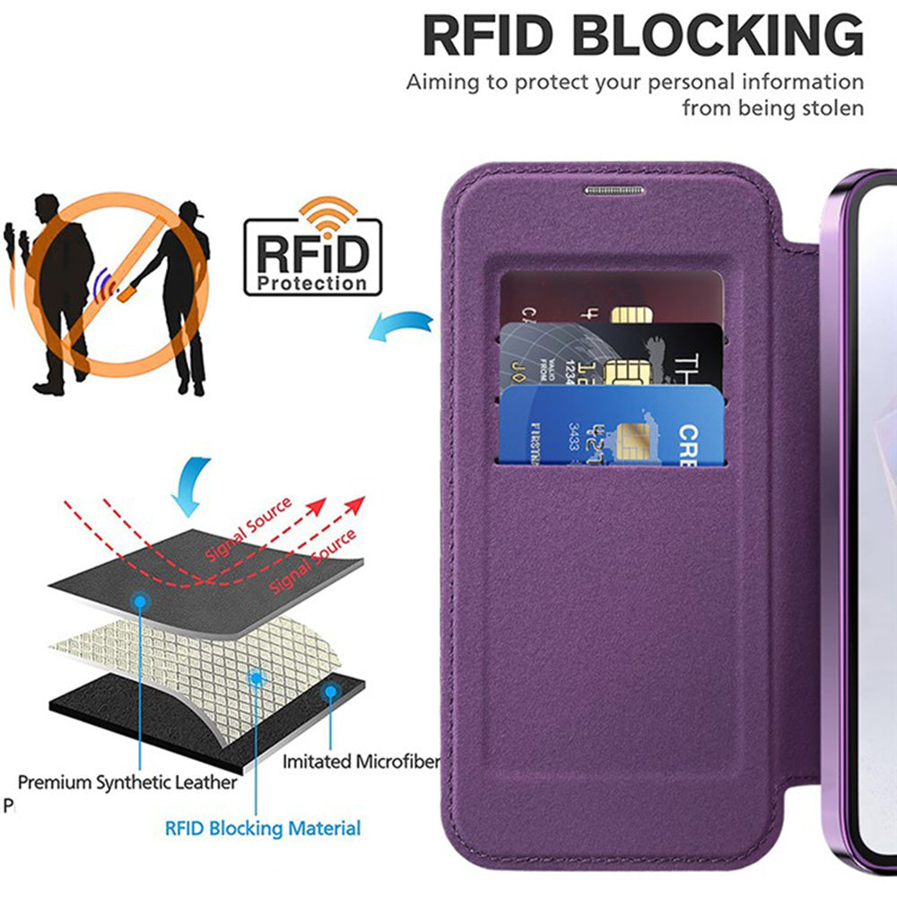 Custodia MagSafe per Samsung Galaxy A36 A366, Techsuit, SmartMag Book, Viola
