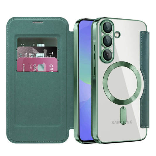 Custodia MagSafe per Samsung Galaxy A36 A366, Techsuit, SmartMag Book, Verde