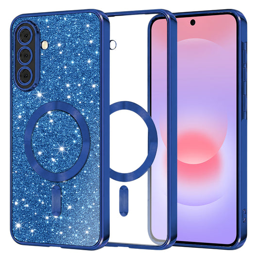 Custodia MagSafe per Samsung Galaxy A37 5G, Techsuit, Luxury Glitter, Blu Scuro