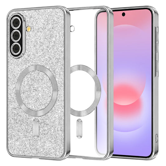 Custodia MagSafe per Samsung Galaxy A37 5G, Techsuit, Luxury Glitter, Argento