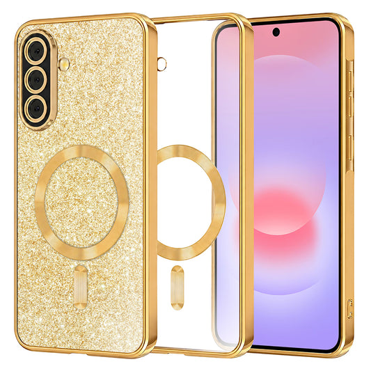 Custodia MagSafe per Samsung Galaxy A37 5G, Techsuit, Luxury Glitter, Dorata