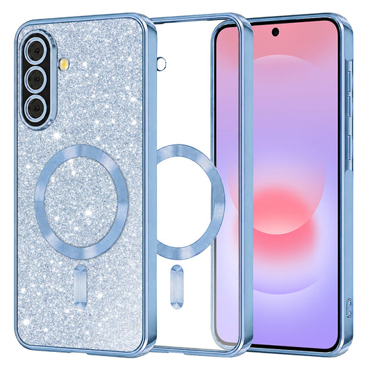 Custodia MagSafe per Samsung Galaxy A37 5G, Techsuit, Luxury Glitter, Blu