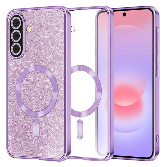 Custodia MagSafe per Samsung Galaxy A37 5G, Techsuit, Luxury Glitter, Viola Chiaro