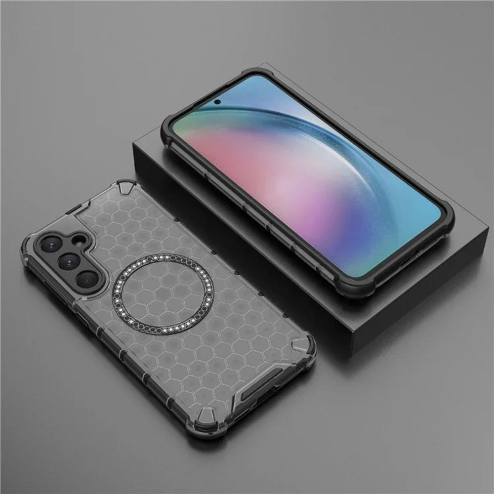 Custodia MagSafe per Samsung Galaxy A55 5G A556, Techsuit, HoneyComb Shield, Nera