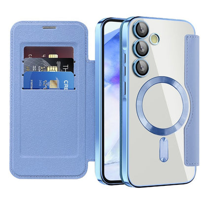Custodia MagSafe per Samsung Galaxy A55 5G A556, Techsuit, SmartMag Book, Blu