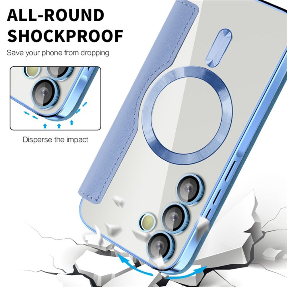 Custodia MagSafe per Samsung Galaxy A55 5G A556, Techsuit, SmartMag Book, Blu