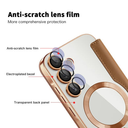 Custodia MagSafe per Samsung Galaxy A55 5G A556, Techsuit, SmartMag Book, Marrone