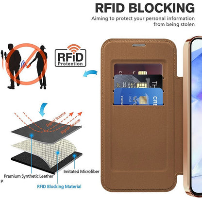 Custodia MagSafe per Samsung Galaxy A55 5G A556, Techsuit, SmartMag Book, Marrone