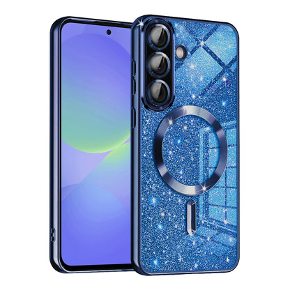 Custodia MagSafe per Samsung Galaxy A56 A566 / A36 A366, Techsuit, Luxury Glitter, Blu Scuro