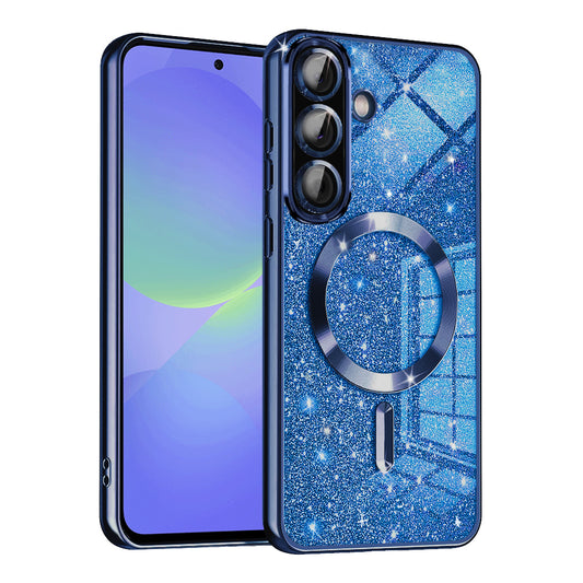 Custodia MagSafe per Samsung Galaxy A56 A566 / A36 A366, Techsuit, Luxury Glitter, Blu Scuro