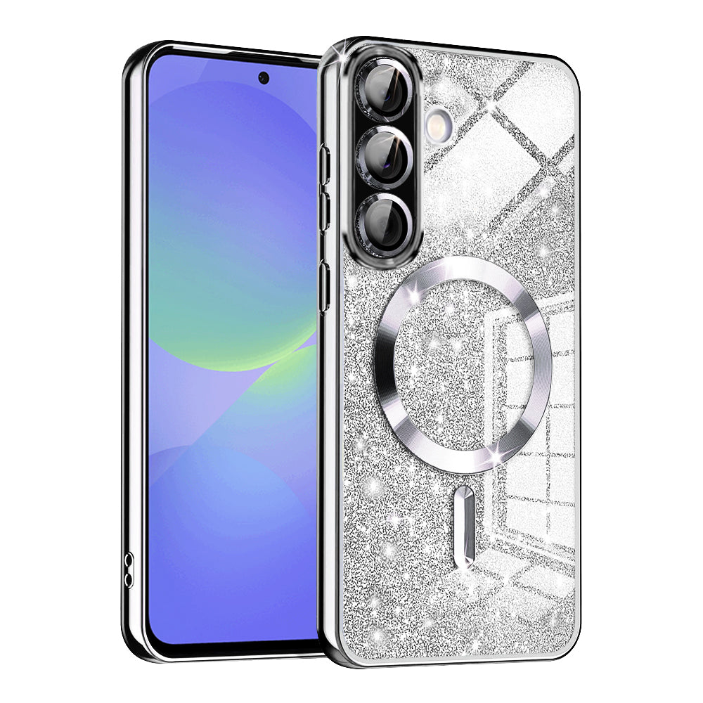 Custodia MagSafe per Samsung Galaxy A56 A566 / A36 A366, Techsuit, Luxury Glitter, Argento