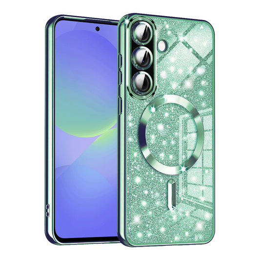 Custodia MagSafe per Samsung Galaxy A56 A566 / A36 A366, Techsuit, Luxury Glitter, Verde Chiaro