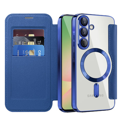 Custodia MagSafe per Samsung Galaxy A56 A566, Techsuit, SmartMag Book, Blu