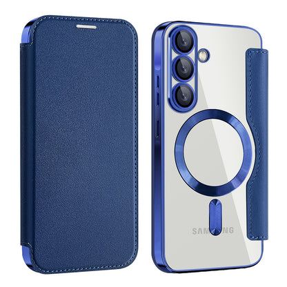 Custodia MagSafe per Samsung Galaxy A56 A566, Techsuit, SmartMag Book, Blu
