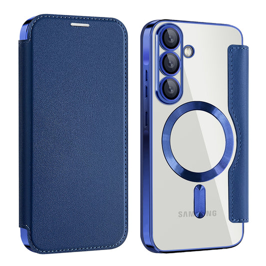 Custodia MagSafe per Samsung Galaxy A56 A566, Techsuit, SmartMag Book, Blu