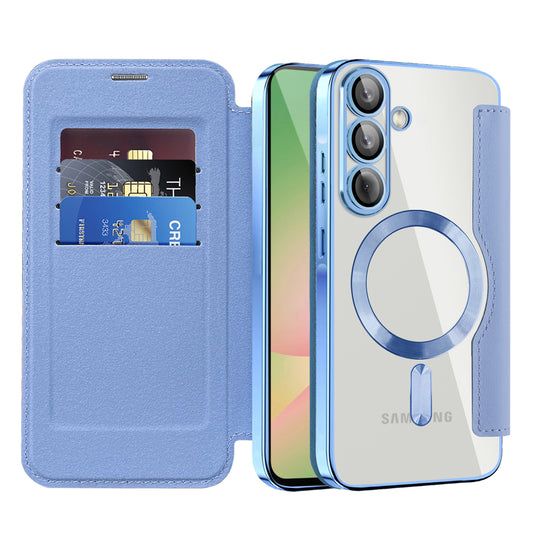 Custodia MagSafe per Samsung Galaxy A56 A566, Techsuit, SmartMag Book, Blu