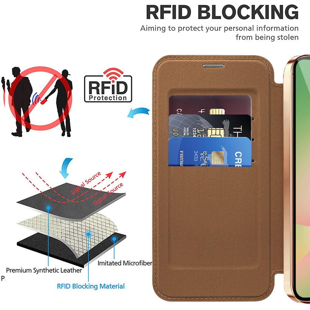 Custodia MagSafe per Samsung Galaxy A56 A566, Techsuit, SmartMag Book, Marrone