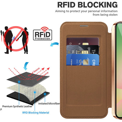 Custodia MagSafe per Samsung Galaxy A56 A566, Techsuit, SmartMag Book, Marrone