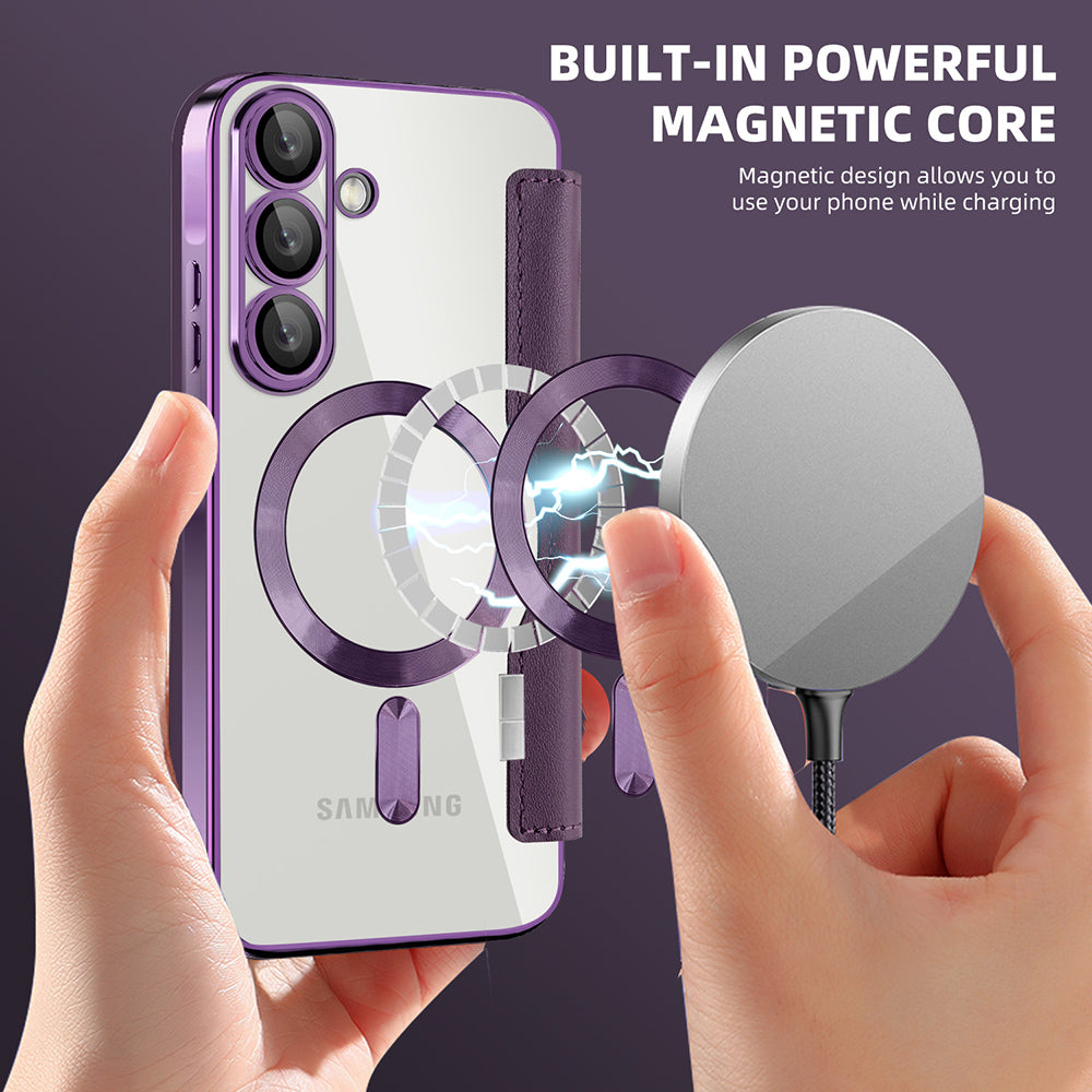 Custodia MagSafe per Samsung Galaxy A56 A566, Techsuit, SmartMag Book, Viola