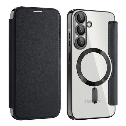 Custodia MagSafe per Samsung Galaxy A56 A566, Techsuit, SmartMag Book, Nera