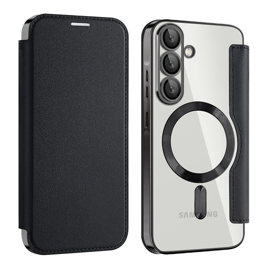 Custodia MagSafe per Samsung Galaxy A56 A566, Techsuit, SmartMag Book, Nera
