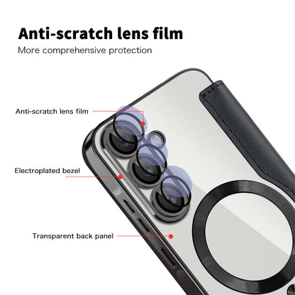 Custodia MagSafe per Samsung Galaxy A56 A566, Techsuit, SmartMag Book, Nera