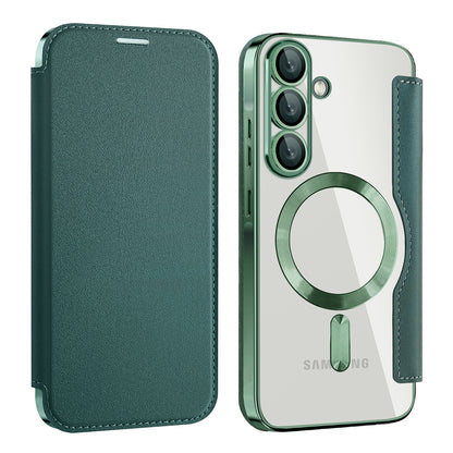 Custodia MagSafe per Samsung Galaxy A56 A566, Techsuit, SmartMag Book, Verde