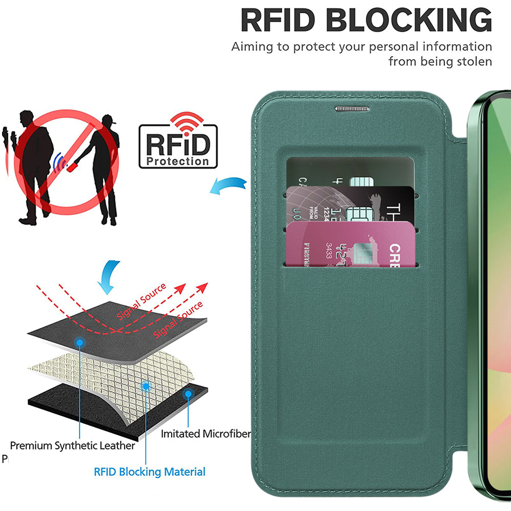 Custodia MagSafe per Samsung Galaxy A56 A566, Techsuit, SmartMag Book, Verde
