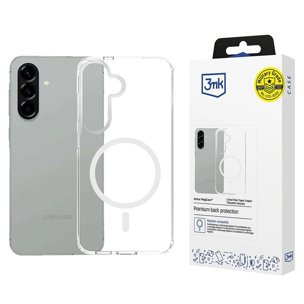 Custodia MagSafe per Samsung Galaxy A57 5G, 3MK, Armor MagCase, Trasparente