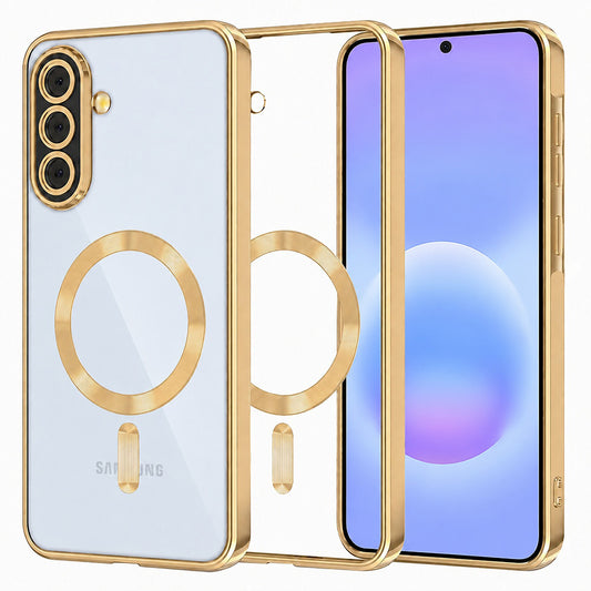Custodia MagSafe per Samsung Galaxy A57 5G, Techsuit, Luxury Crystal, Dorata