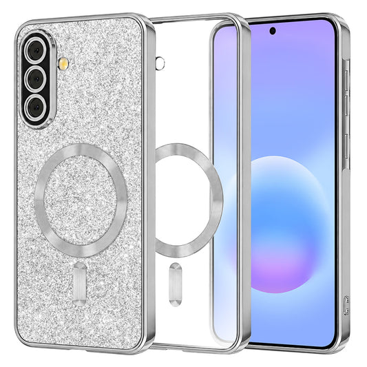 Custodia MagSafe per Samsung Galaxy A57 5G, Techsuit, Luxury Glitter, Argento