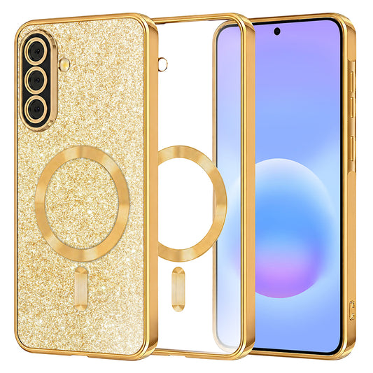 Custodia MagSafe per Samsung Galaxy A57 5G, Techsuit, Luxury Glitter, Dorata