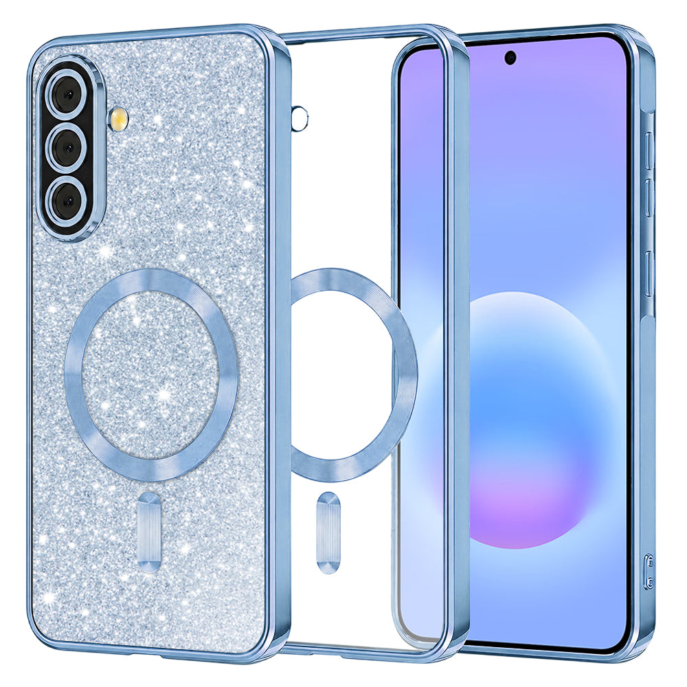 Custodia MagSafe per Samsung Galaxy A57 5G, Techsuit, Luxury Glitter, Blu