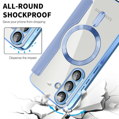 Custodia MagSafe per Samsung Galaxy A57 5G, Techsuit, SmartMag Book, Blu