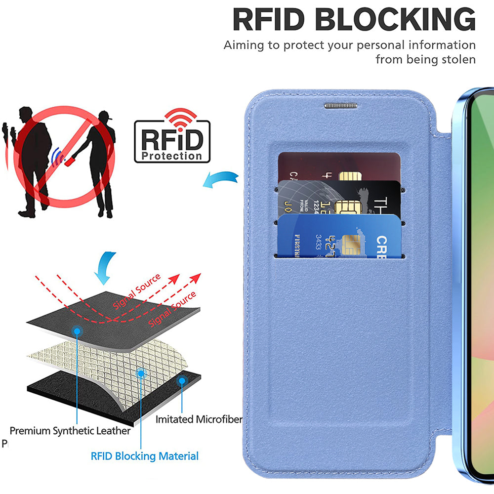 Custodia MagSafe per Samsung Galaxy A57 5G, Techsuit, SmartMag Book, Blu