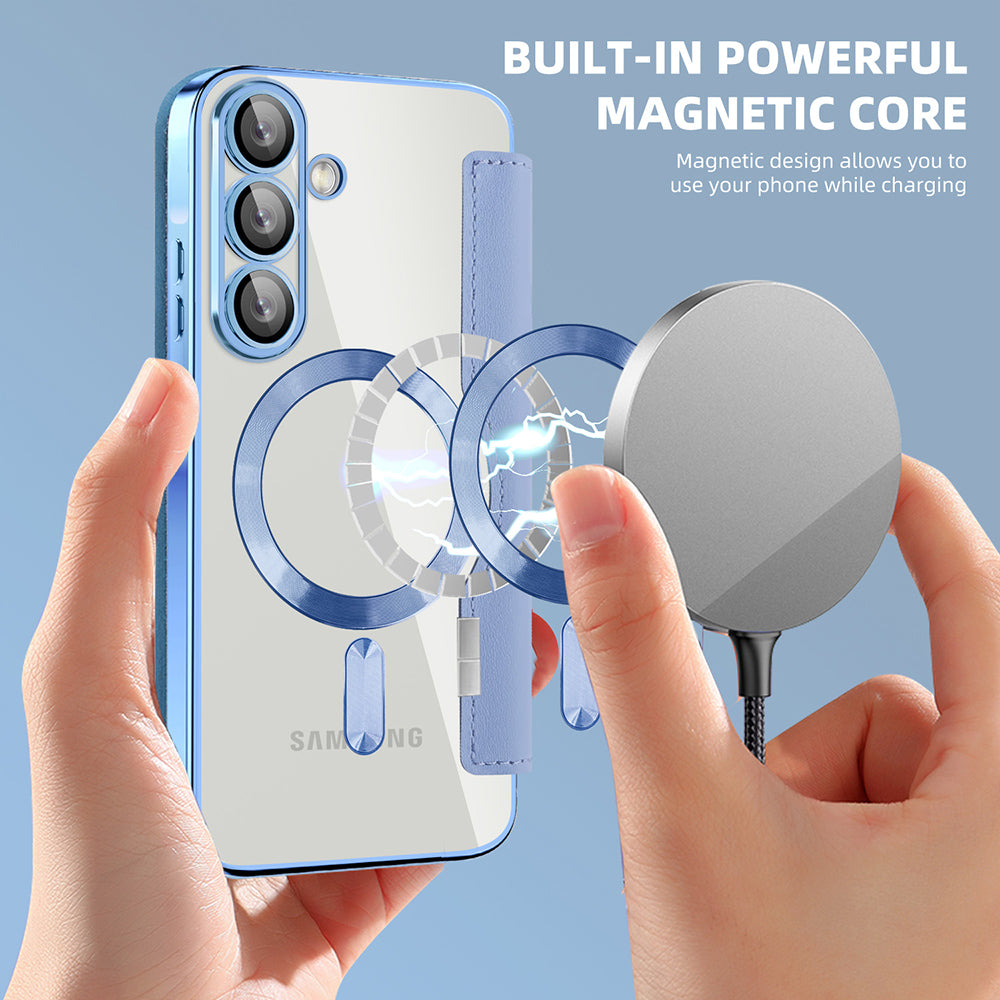 Custodia MagSafe per Samsung Galaxy A57 5G, Techsuit, SmartMag Book, Blu