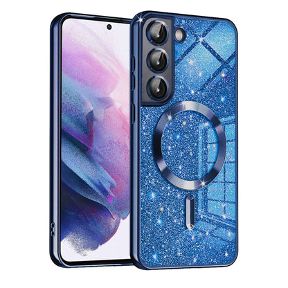 MagSafe Case for Samsung Galaxy S21 5G G991, Techsuit, Luxury Glitter, Dark Blue