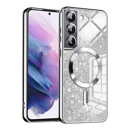 Custodia MagSafe per Samsung Galaxy S21 5G G991, Techsuit, Luxury Glitter, Argento
