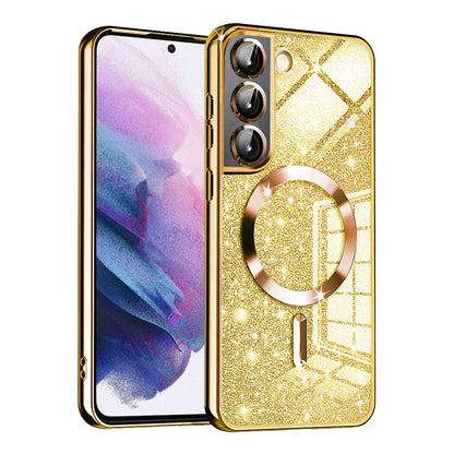 Custodia MagSafe per Samsung Galaxy S21 5G G991, Techsuit, Luxury Glitter, Dorata