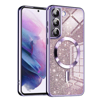 Custodia MagSafe per Samsung Galaxy S21 5G G991, Techsuit, Luxury Glitter, Viola Chiaro