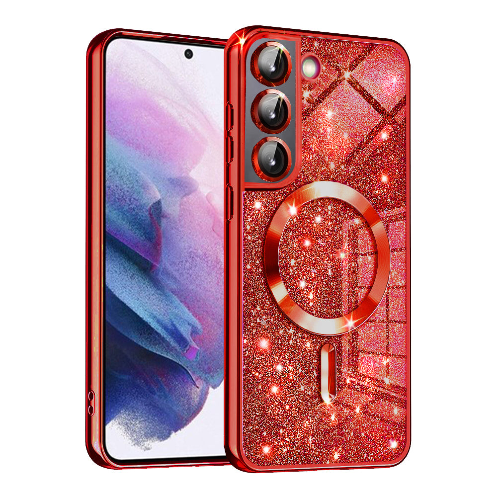 Custodia MagSafe per Samsung Galaxy S21 5G G991, Techsuit, Luxury Glitter, Rossa