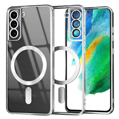 Custodia MagSafe per Samsung Galaxy S21 FE 5G G990, Techsuit, Luxury Crystal, Argento