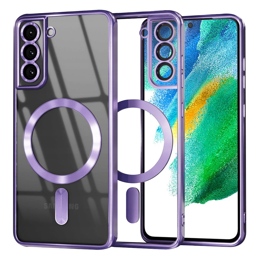 Custodia MagSafe per Samsung Galaxy S21 FE 5G G990, Techsuit, Luxury Crystal, Viola Chiaro