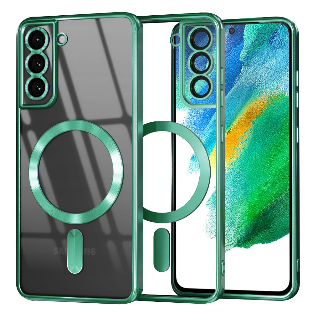 Custodia MagSafe per Samsung Galaxy S21 FE 5G G990, Techsuit, Luxury Crystal, Verde Chiaro