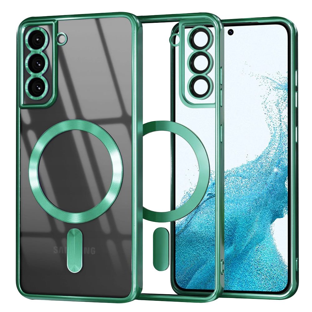 Custodia MagSafe per Samsung Galaxy S22 5G S901, Techsuit, Luxury Crystal, Verde Chiaro