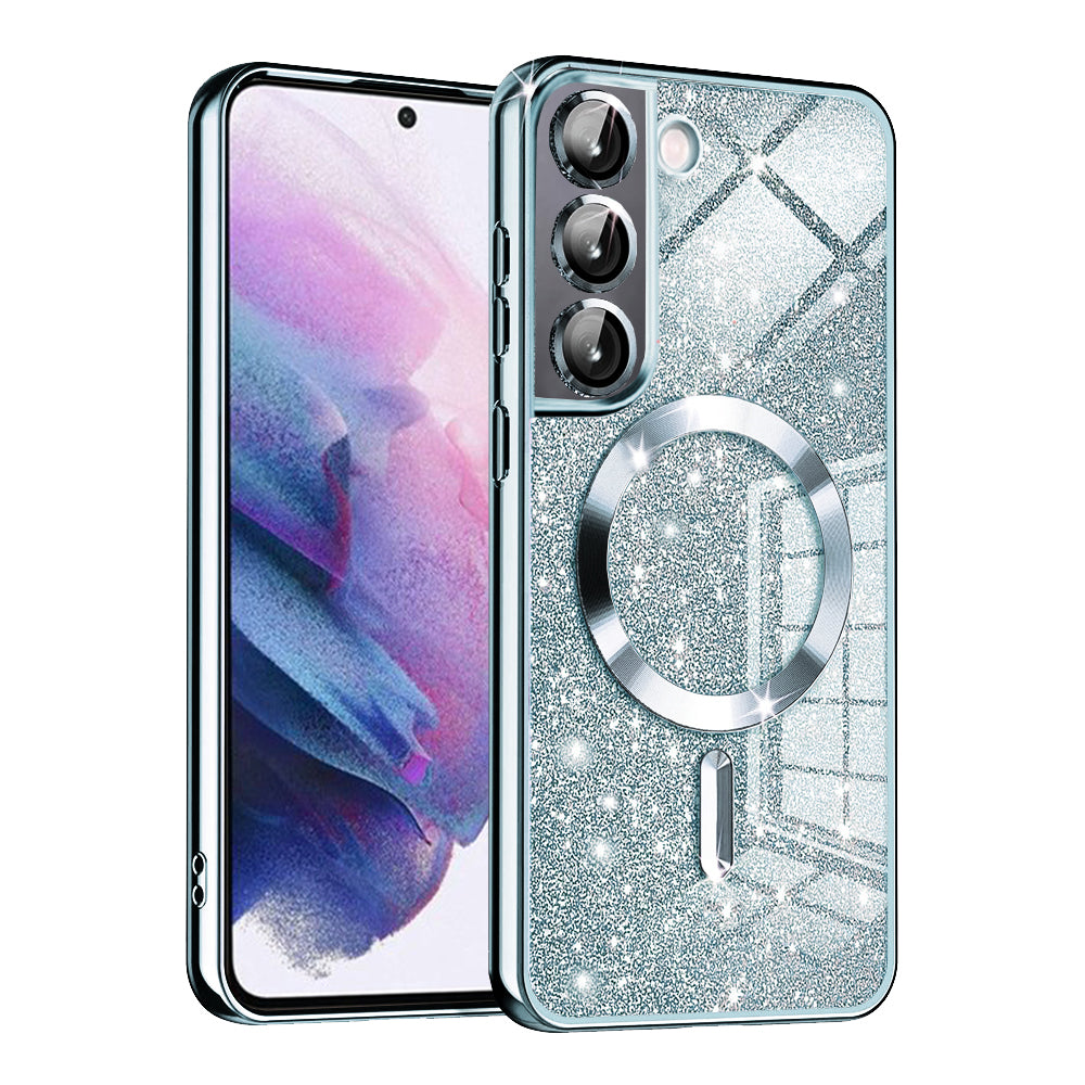 MagSafe Case for Samsung Galaxy S22 5G S901, Techsuit, Luxury Glitter, Blue
