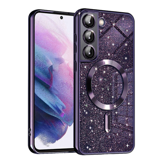 MagSafe Case for Samsung Galaxy S22 5G S901, Techsuit, Luxury Glitter, Dark Purple